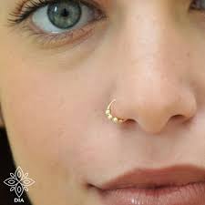 Nose Ring Solid 14k Gold Nose Earring Hoop Seamless Nose Etsy In 2021 Nose Earrings Nose Ring Gold Nose Rings