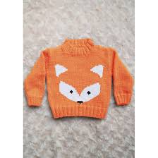 intarsia fox face chart childrens sweater knitting