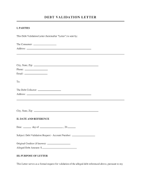 Debt validation letter legal template on an organized wooden desk