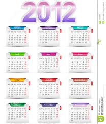 Set Twelve Month Calendar 2012 Stock Vector Illustration