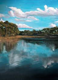 Finally i painted the water with horizontal brush strokes. Western Lake At Watercolor Painting By Racquel Morgan