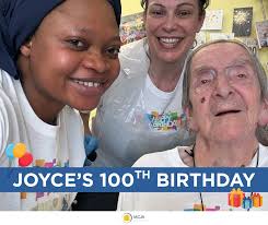 Joyce's 100th Birthday 🥳 Earlier this month, one of our fabulous service  users Joyce celebrated her 100th birthday! All wearing matching T-shirts,  her carers were there to support her during her birthday.