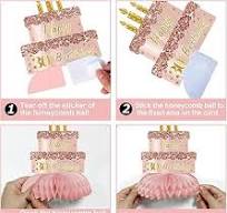 Decorações de centro de mesa em formato de favo de mel de 30 anos de ouro  rosa rosa para mulheres, 9 peças de centro de mesa de aniversário de 30 ...