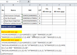 Karena bunga hanya akan dikenakan jika anda melakukan pembayaran minimum atau ddi bawah total tagihan dan jika melewati masa jatuh tempo. Mengambil Tanggal Lahir Dari Nik Ktp Dengan Format Dd Mm Yyyy Kumpulan Rumus Excel Esensial Kumpulan Rumus Excel Esensial