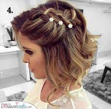Tiny Hairpins Wedding Hairstyles For Medium Hair Prom Hairstyles For Short Hair Short Hair Styles Short Hair Updo