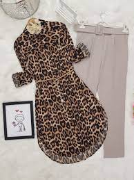 Leopar Desenli Tunik Vizon Ladies Blouse Designs Fashion Outfits Stylish Fall Outfits