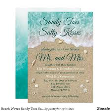 Beach Waves Sandy Toes Salty Kisses Wedding Invite Zazzle Com Beach Wedding Invitations Wedding Reception Cards Beach Wedding Reception