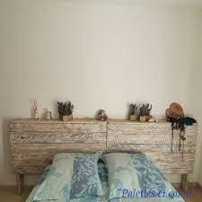Tête de lit disponible en différentes tailles. Tete Lit Double En Palettes Recyclees Artisanales Palettes Et Coton
