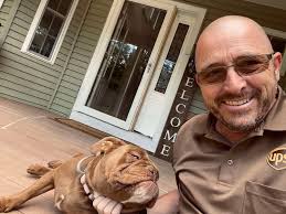 Okay! Let's think. Brown dog: 0725. Three Labradors, white truck: 0815.  Delivery guy: 0900. Luca and An's: 1000-1500 Brown dog: 1715 Tea: 1800