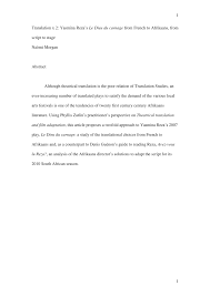Pdf Translation 2 Yasmina Reza S Le Dieu Du Carnage From French To Afrikaans From Script To Stage