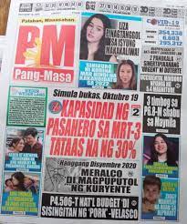 Berliner 315 × 470 mm broadsheet 597 × 749 mm us broadsheet 381 × 578 mm british broadsheet 375 × 597 mm south african broadsheet 410 × 578 mm ciner 350 × 500 mm compact 280 × 430 mm. October 18 2020 Headlines English News And Tagalog Facebook