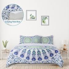 Discover macramé hammocks, woven rugs, and more for a relaxing, boho feel. Piccocasa 5pcs Duvet Cover Set Bohemian Bedding Set With Comforter Cover Fitted Sheet Pillowcase White And Green Queen Walmart Com Walmart Com