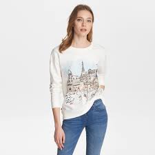 Karl lagerfeld paris women's floral sunglasses tee. Karl Lagerfeld Cotton Watercolor Paris Landscape Sweatshirt In White Lyst