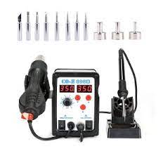 Co Z 2 In 1 8 Tips 3 Nozzles Adjustable Hot Air Rework Station Soldering Iron Digital Display Screen Soldering