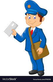 Illustration Of Cartoon Postman Holding Mail And Bag Download A Free Preview Or High Quality Adobe Illustrator Cartoon Community Helpers Theme Postman Cartoon