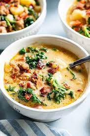 This Healthier Twist On Classic Zuppa Toscana Is Insanely Delicious Creamy Savory And So Cozy During The Cold Months In 2020 Recipes Dairy Free Soup Zuppa Toscana