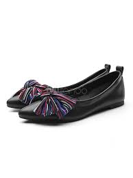 Achetez en toute confiance et sécurité sur ebay! Ballerines Noires A Bout Pointu Bow Slip On Pumps Chaussures Plates Pour Femmes Milanoo Com