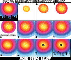 Simple easy simple silhouette drawing. How To Draw Or Paint Sunset With Black City Silhouette Cityscape Easy Step By Step With Colored Pencils Pastels Acrylics Or Markers How To Draw Step By Step Drawing Tutorials