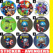 60 Stiker Avengers Label Bag Kue Souvenir Ultah Ulang Tahun Shopee Indonesia