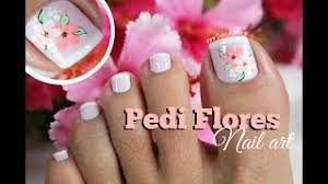 Diseño de uñas para pies de niñas. Diseno De Unas Pies De Flores Facil Easy Flowers Toenail Art Youtube