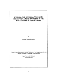 Perkembangan industri petroleum di malaysia. Internal And External Pay Equity Perception Among Managers In The