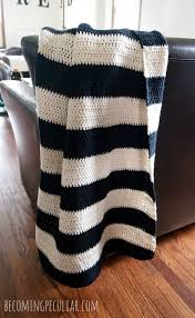 Black And White Striped Blanket Beginner S Striped Cotton Crochet Throw Blanket Crochet Throw Blanket Crochet For Beginners Blanket Crochet Throw