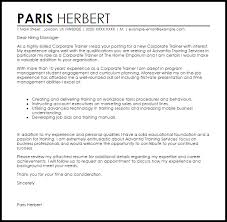 Corporate Trainer Cover Letter Sample Cover Letter Templates Examples
