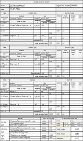 Pearls/pitfalls calculates urine output rate and fluid balance, comparing with normals, from total urine output and fluid intake. The Intake Output Chart Health Care Service Delivery