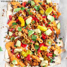 Add another layer of chips, another layer of the beef/bean mixture, and the monterey jack cheese. Healthy Loaded Nachos Veggie Lexi