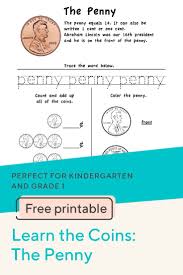 Learn The Coins The Penny Money Math Worksheets Money Math Learning To Write