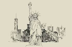 New york, usa skyline sketch. New York City Sketch Skyline Vector Illustration In Line Art Style Stock Photo Adobe Stock