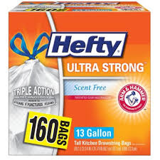 I just received a sample box of hefty's kitchen bags with unscented odor block technology. Hefty Ultra Strong 13 Gallon Kitchen Drawstring Trash Bags 160 Ct Sam S Club