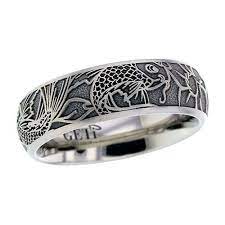 Titanium Koi Carp Wedding Ring Titanium Wedding Rings Wedding Rings Unique Wedding Rings