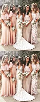 Mismatched A Line Cold Shoulder Peach Chiffon Bridesmaid Dress Bridesmaid Dresses Boho Stunning Bridesmaid Dresses Cheap Long Bridesmaid Dresses