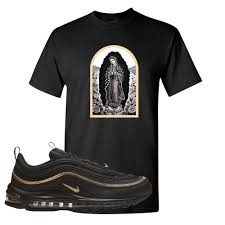 Sale, price reduced from $30.00 to $16.99. Black Metallic Gold 97s T Shirt Virgin Mary Black Cap Swag
