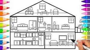 Make a coloring book with room furniture for one click. How To Draw A Doll House Doll House Coloring Pages Learn To Draw A Doll House And Furniture Youtube