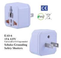 EAS-6, Ungrounded US Plug Adapter w/ Safety Shutters