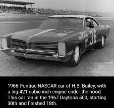 Calculate cubic inch displacement of your engine. 1966 Pontiac Grand National Race Car 36 H B Bailey 1967 Daytona 500 Nascar Cars Stock Car Racing Nascar Racing