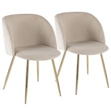 Set Of 2 Fran Contemporary Gold Metal And Cream Upholstered Velvet Chairs 32 Upholstered Dining Chairs Dining Chairs Dining Chair Upholstery