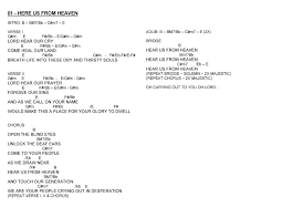 Place for your glory to dwell open the blind eyes unlock the deaf ears come to your people as we draw near hear us from heaven touch our . Praise And Worship Chords Lyrics 01 Hear Us From Heaven Facebook
