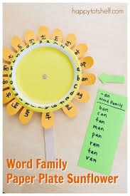 These preschool alphabet activities are perfect no matter what stage of learning the alphabet your preschoolers are at! Paper Plate Sunflower Word Family Activity Word Family Activities Word Families Paper Plates