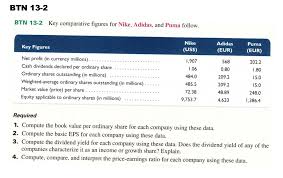 Solved Btn 13 2 Key Comparative Figures For Nike Adidas Chegg Com