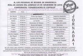 Calendario liga mx del guard1anes 2021: Rol De Juegos H Liga De Beisbol De Banderilla Al Calor Deportivo