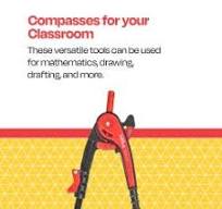 School Smart Plastic Compass with Pencil, Rounded Safety Tip, Black/Red