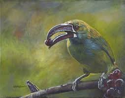 Its plumage is brown, with black and white spots as markings. Artists