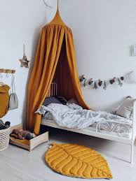 Bed Hanging Canopy Natural Linen Mustard Color 13 Other Etsy Kid Beds Yellow Bedding Living Decor