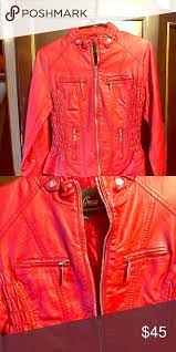 Original Guess Leather Red Jacket Size Medium Red Jacket Jackets Red Leather Jacket