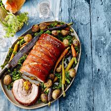 Rolled Crackling Pork Belly With Peach Stuffing Recipe In 2021 Pork Belly Pork Lentil Dishes