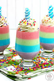 Epic unicorn party decoration and favor ideas. Unicorn Jello Cups Perfect Unicorn Party Food Easy Family Recipe Ideas