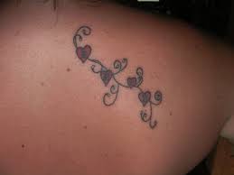 Back right shoulder tattoo. Has the first letter of my kids names